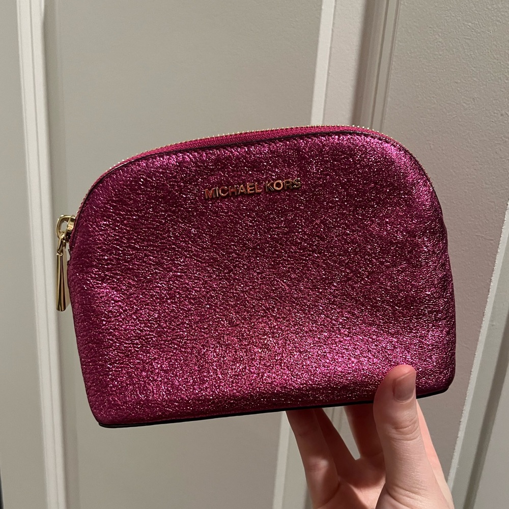 Pink Michael Kors cosmetic pouch